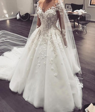 Arabic Vestido De Noiva Muslim Wedding Dresses Ball Gown Long Sleeves Lace Beaded Plus Size Boho Wedding Gown Bridal Dress 2024 - buy cheap