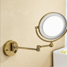 Espelho de parede de bronze, espelho dobrável de 8 polegadas 3x/1x com luz led, para maquiagem, cosméticos, para presente 2024 - compre barato