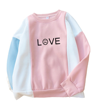 Autumn Winter New Fleece Kawaii lil Peep Letter Love Hoodies Women Casual  Harajuku Funny Cute Spell Color Splicing Raglan Tops 2024 - buy cheap