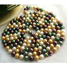 Charming Real Pearl Jewellery,58inches Long AA 8-9MM Multicolor Round Freshwater Cultured Pearl Necklace,New Free Shipping 2024 - buy cheap