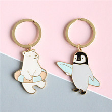 New Trendy Cute Cartoon Keychain Animal penguin Polar bear key ring Jewelry For Women Girls Fit Gift 2024 - buy cheap