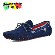 Mocassins masculinos de camurça tamanho grande, loafer, couro de vaca, com cadarço, casual, para dirigir, sapatos para carro, mocassim 2024 - compre barato