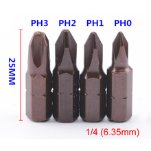 Puntas magnéticas de acero de aleación S2, brocas para destornillador Philips PH0 PH1 PH2 PH3, herramientas de Destornillador de estrella de 25mm de longitud, 4 tamaños/juego 2024 - compra barato