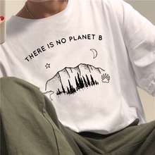 There is no planet b letter bear cartoon print female T-shirt New summer casual fashion Chic Harajuku O-Neck women's clothing 2024 - buy cheap