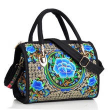New national wind embroidered portable slung dual-use drum bag canvas embroidery flower bag fashion travel shoulder bag 2024 - buy cheap