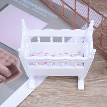 New Sale ade Modern White Wooden Furniture Crib For Baby Cradle Children Room Doll House 1:12 Miniature 2024 - buy cheap