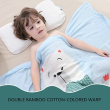 Newborn Baby Blanket Infant Bebe Double-deck Bamboo Fiber Gauze Baby Bath Towel Summer Cartoon Print Muslin Baby Blankets 2024 - buy cheap