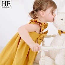 HE Hello Enjoy Kids Dresses for Girls Children's Party Girls Costumes Princess Bow solid dress baby girls clothes cute dress 2024 - buy cheap