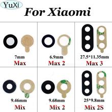YuXi-cubierta de cristal para lente de cámara trasera, piezas de repuesto de reparación con pegatina para Xiaomi mi max 2 3 mix 2 2S max2 max3 2024 - compra barato