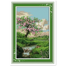 oneroom The peaches blossom in spring 11CT  Counted Printed On Canvas DMC 14CT Chinese Cross Stitch kits Embroidery 2024 - buy cheap