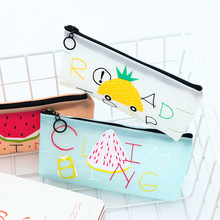 Capa de lápis de silicone com frutas, estojo de caneta fofo melancia kawaii abacaxi bolsa de caneta para meninas coreano papelaria 2024 - compre barato