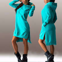 Moletom feminino folgado com capuz, blusão feminino liso manga comprida moletom capuz vestido casual cor sólida 2024 - compre barato