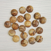 wholesale fashion 12x12mm natural picture stone beads round  CAB CABOCHON loose beads for jewelry 50pcs/lot free shipping 2024 - buy cheap