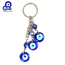 Llavero con amuletos de cristal azul y borla de cristal para coche, joyería de moda, EY5043 2024 - compra barato