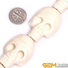 27x40mm Big Hole 1.2mm Flat Skull Carved Bone Beads DIY Loose Beads For Jewelry Making Strand 16" Wholesale 2024 - buy cheap