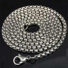 3mm Width 316L Stainless Steel Silver Rolo Chain Box Link Necklace Fashion Stainless Steel Men's Jewelry fashion jewelry hot 2024 - buy cheap
