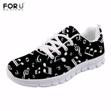 FORUDESIGNS Casual Woman Flats Shoes Music Note 3D Printing Female Platform Sneakers for Teen Girls Mesh Footwear Comfortable 2024 - buy cheap
