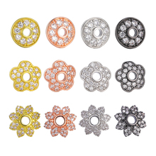 Juya 10mm Spacer Beads Wholesale Micro Pave Zircon 3 Style Round Flower Decorative Charm Bead Caps Fit Women DIY Jewelry Making 2024 - buy cheap