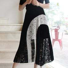 Женская кружевная юбка составного кроя размера плюс 2XL, черная Асимметричная облегающая плиссированная юбка с высокой талией 2024 - купить недорого