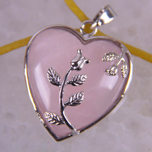 Natural Rose Crystal Bead GEM Pendant Jewelry Heart S572 2024 - buy cheap
