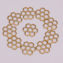 Conector hexagonal oco de cobre, arma ninja 15*14mm 5peças, formato de favo de mel, pingente em formato de favo de mel, para fazer jóias 2024 - compre barato