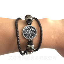 Satanic Baphomet Pentagram Bracelet Gothic Black/Brown Leather Bangle Satanism Evil Occult Pentacle Jewelry Pagan Charm Gift 2024 - buy cheap