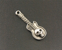 30pcs  Silver Color Skull guitar Charm Pendant DIY Necklace Bracelet Bangle Findings 32x11mm A1391 2024 - buy cheap