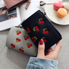Fashion Lady Girl Cute Mini Money Bag Women Cherry Embroidery PU Leather Short Wallet Coin Purse Card Holders Popular  FA$3 2024 - buy cheap