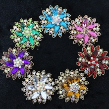 New Bohemia round flower brooch for women colors oval rhinestone high quality gold-color jewelry B1238 2024 - buy cheap