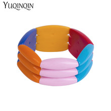 Vintage Resin Cuff Wide Charm Bracelet Bangles Adjustable for Women Fashion Jewelry Stretch Colorful Acrylic Bracelets for Girls 2024 - buy cheap