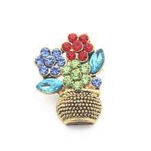 Lote de 3 unidades de pulseras y brazaletes con botón a presión, joyería, cesta de flores de colores dorados, amuletos de cristal, cierre Snap, 18mm 2024 - compra barato