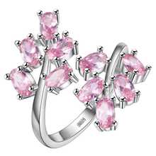 Hainon Pink Flower Adjustable Rings for Women Silver Color Big Ring with Red Zircon Stones Jewelry Ring Gifts Distribution 2024 - buy cheap