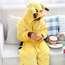 Yellow Cartoon Pajama Kids Animal Onesie Winter Flannel Sleepwear Hooded Anime Kigurumi Cosplay Costume Party Fantasy 2024 - buy cheap