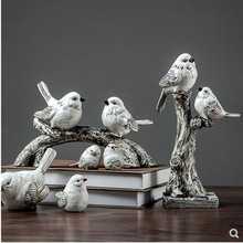 Vintage bird crafts, creative resin artwork, home office desktop decorations, birthday study gifts 2024 - buy cheap