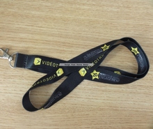 Hot New Black Neck Lanyard Yellow Logo Print Cheap Anniversary Party Promotion Gift Lanyards 15mm Width 2024 - buy cheap