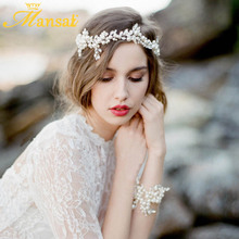 Elegant Hair Band Simulated Pearl Jewelry Headband Ribbon Women Forehead Hair Jewelry Bridal Handmade Hairband Girls Gift SG182 2024 - buy cheap