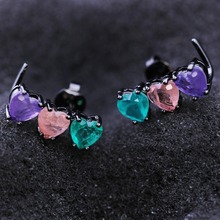 Newranos-pendientes de corazón con piedra de fusión para mujer, aretes, varios colores, moda EWX004642 2024 - compra barato