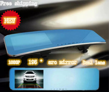 Thin full hd 1080P car camera dual lens dvr arc rearview mirror video recorder HDMI night vision dash cam carcam free shipping 2024 - buy cheap