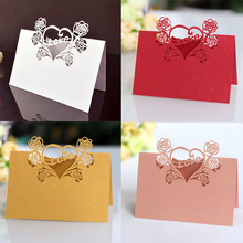 50pcs Laser Cut Table Name Place Card Cute Love Rose Guest Message Setting Card Wedding Event Christmas Party Favor Decorations 2024 - buy cheap