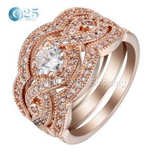 Женское Обручальное кольцо с фианитом, кольцо цвета розового золота с кристаллами 2024 - купить недорого