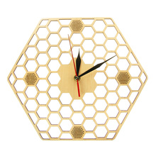honeycomb Wood Wall Clock Home Decor Geometric Wall Clock Bee Lover Gift Rustic Wood Clock watch, Wall clocks, the vinyl clock, living room, antique style, single face 2024 - buy cheap