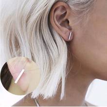 ey968 2018 New black punk silver gold earrings simple earrings senior T -bar earring girl woman jewelry Stud earring 2024 - buy cheap