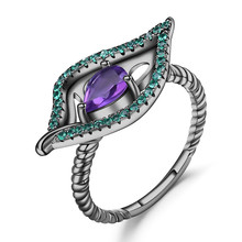 Женское Винтажное кольцо из серебра 925 пробы, с натуральным фиолетовым аметистом 2022 - купить недорого