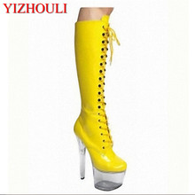 sexy 15cm ultra high-heeled shoes platform shoes fashion open toe boots 6 inch women's motorcycle boots 2024 - buy cheap