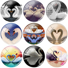 JWEIJIAO Animal Swan Lake Lovers Jewelry DIY Glass Cabochon Dome With Photo Charms For Earrings Brooches Keychain Accessories 2024 - buy cheap