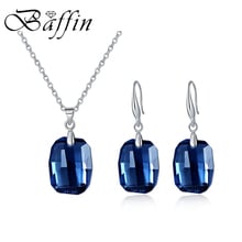Женский набор ювелирных изделий BAFFIN, серьги-подвески серебряные с синими кристаллами Сваровски 2024 - купить недорого