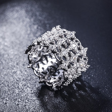 Luxury brand 2022 new hollow stars wide ring Crystal fromAustrian Woman European style creative delicate lace ring 2024 - buy cheap