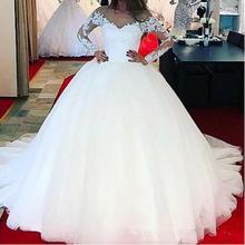 Свадебное платье с длинным рукавом и кружевом, свадебное платье, Свадебное бальное платье на заказ, новинка 2019 2024 - купить недорого