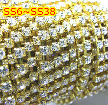 Free Shipping! SS20 20Yard Crystal Clear Per Roll Crystal Rhinestone Gold Base Cup Chain Crystal Color! 2024 - buy cheap