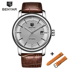 Benyar relógios de pulso mecânico masculinos, conjunto de relógios para homens de negócios à prova d'água couro genuíno de luxo automático 2024 - compre barato